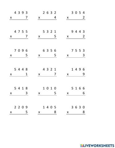 Multiply 4 Digits By 1 Digit