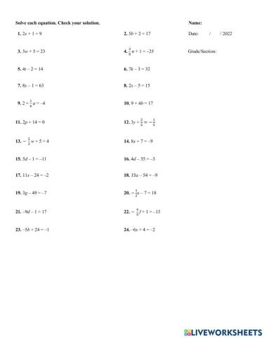 6.4 Solving two-step equations