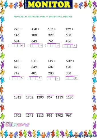 Suma y encuentra el mensaje