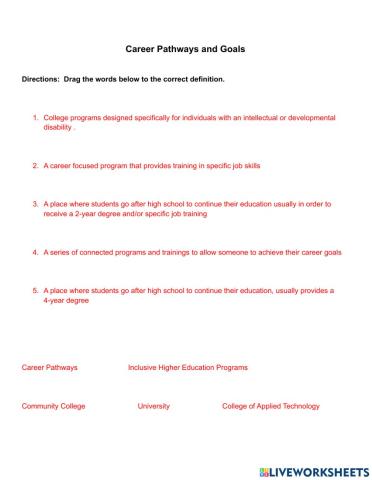 Career Pathways and goals