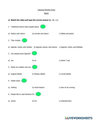 Unit 6 Listening Exam