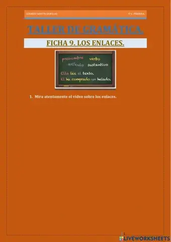 Taller de gramática. Ficha 9.