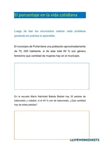 Porcentaje en la vida cotidiana