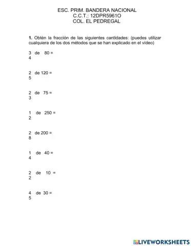 Fracciones de una cantidad