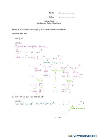 Jumlah dan Selisih Dua Sudut