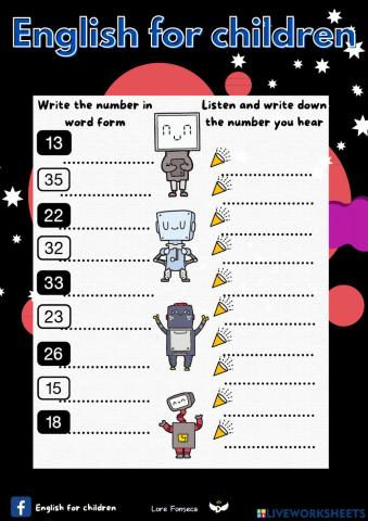 Listen and write  numbers 1-39 efc