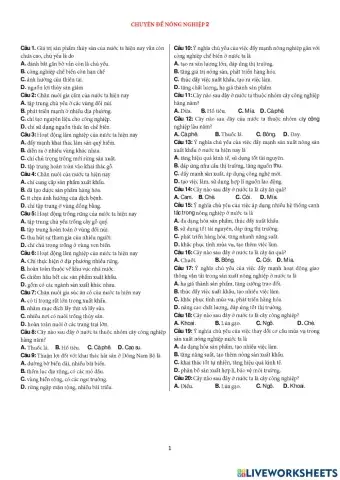 Chuyên đề nông nghiệp - bài tập 2