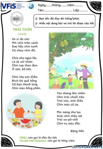 Vietnamese Week 25- Đọc 1