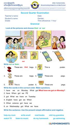 Second Quarter Examination 2021-2022