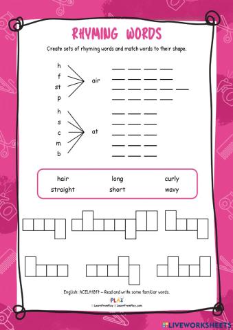 I Despair Of My Hair - Rhyming Words