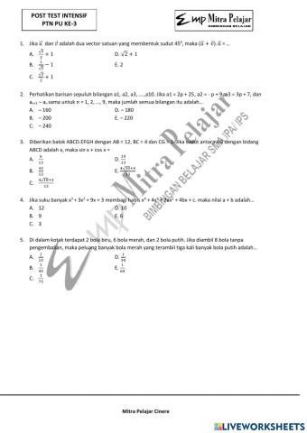 Postest intensif mtk ipa 7