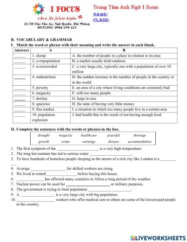 Lớp 7 Unit 12 Test A