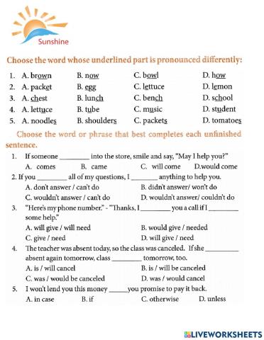 G6 - U11 - Our green world - test 1