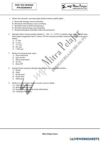 Post test intensif eko 8