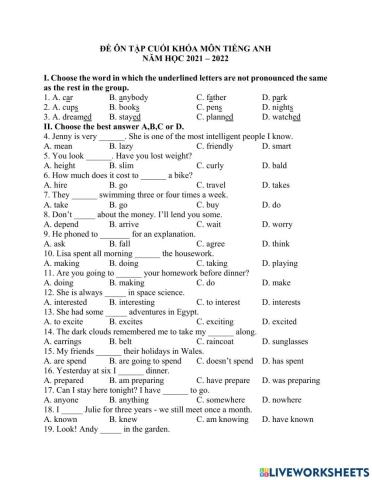 Ôn tập cuối khóa 1