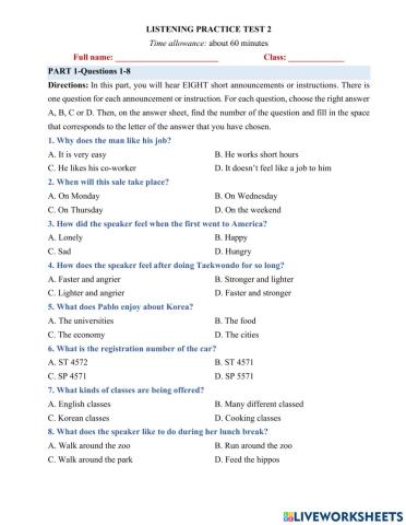 Listening practice test 2