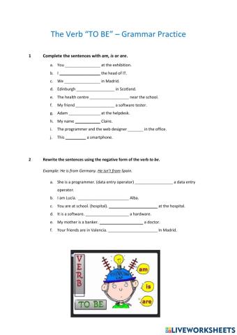 The verb to be - Positive and Negative sentences