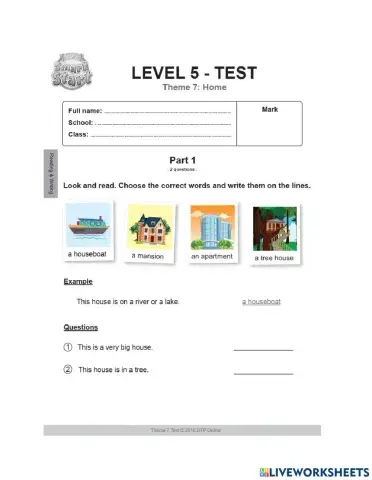 Thi giữa kỳ II - môn Tiếng Anh - Reading and Writing