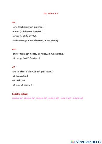 Prepositions of time and place