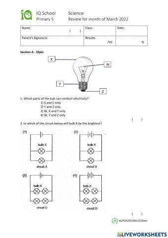 5E2 SCIENCE REVIEW MARCH 2022