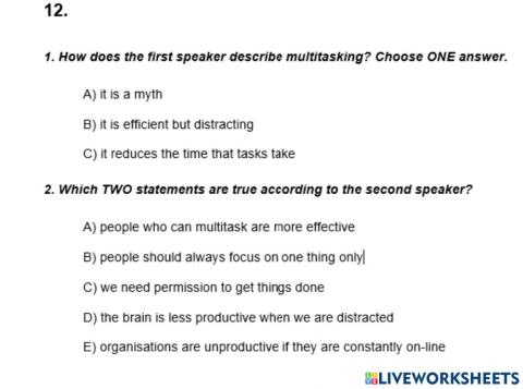 IELTS Listening Practice Exercise 12