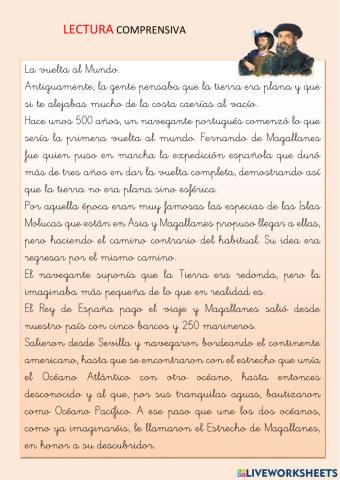 Comprensión Lectora - La primero vuelta al mundo