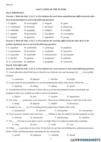 Unit 9. CITIES OF THE FUTURE