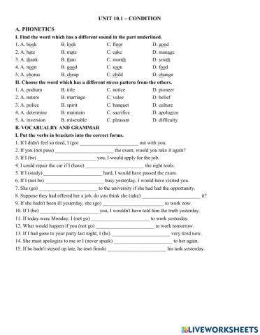 Y11 Unit 9.1 - Conditional