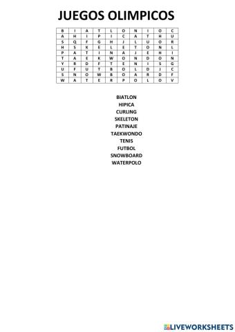 Sopa de letras juegos olimpicos