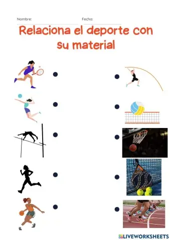 Relaciona el deporte con su material