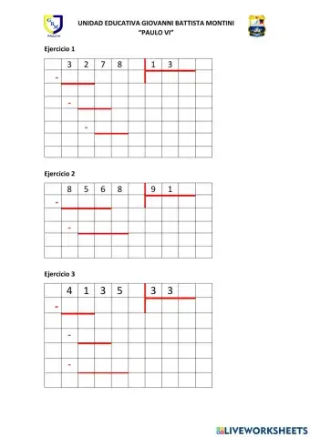 Ejercicios de divisiones de dos cifras