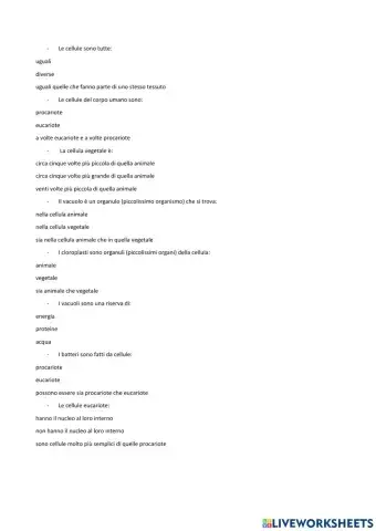 Dalla cellula al corpo umano