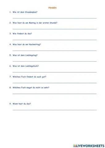 Fragen - stundenplan