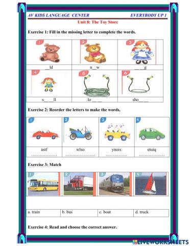 PBT Exercise Unit 8 (Up1) Mrs.Thuy