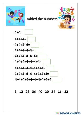 Adding up the numbers with 4