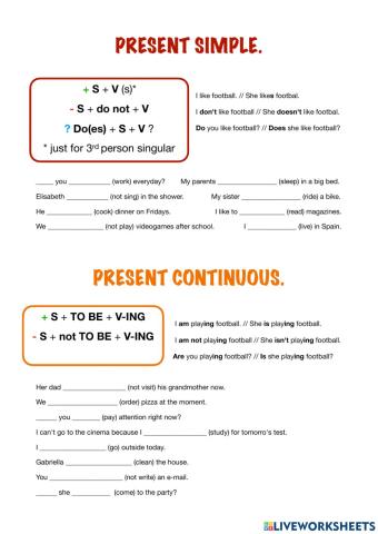 Present Simple vs continuous - Past simple vs continuous