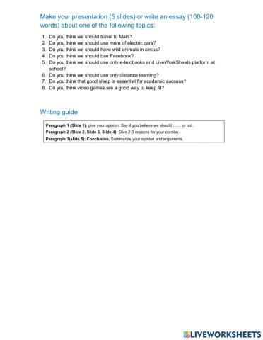 8th grade Unit 5 Writing