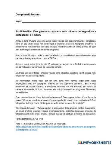 Comprensió Lectora Fotografia