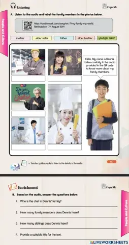 Topic 1: My Family, My World