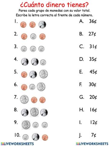 Suma de monedas americanas
