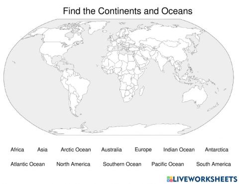 Find the Continents and Oceans