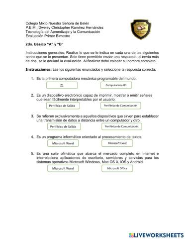 Evaluación de Computación 2do. Básico 2