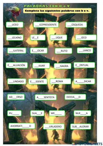LENGUA- T8-PALABRAS CON B o V