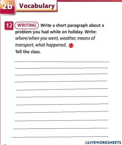 Holiday problems - writing ex.12