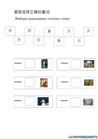 量词，动物