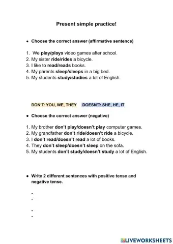 Present simple practice