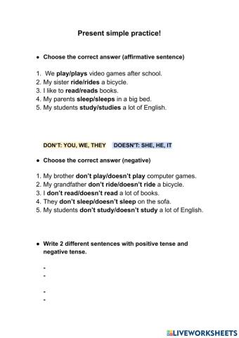 Present simple practice