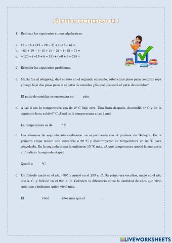 Calculos combinados en Z 1