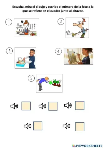 Present continuous Listen and number
