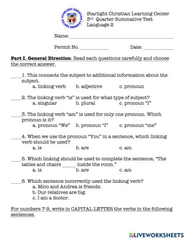 Lang2-Q3-Exam 2021-2022